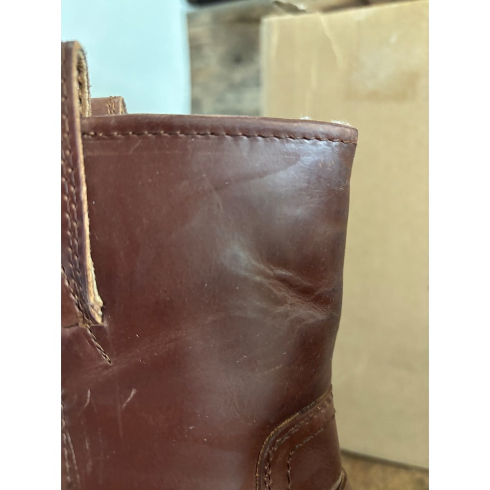 Frye and Co Womens Brown Leather Harness Boots Square Toe Cognac Mid Calf - Picture 8 of 9